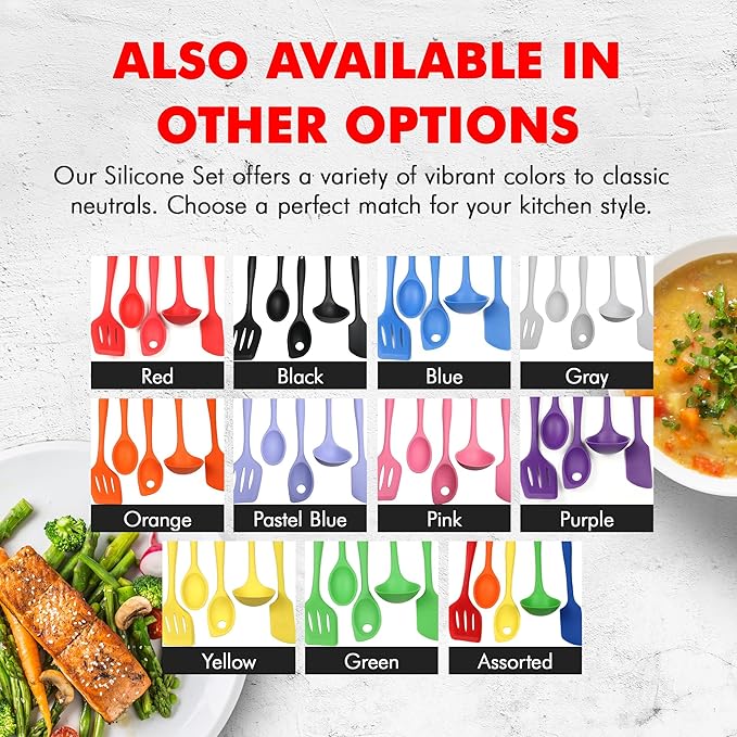 Chef Craft - Premium Silicone Kitchen Tools and Utensils Set, Non-Scratch, Withstands Temperatures up to 450°F, BPA-Free, 5 Piece Cooking Utensils Set, Pink