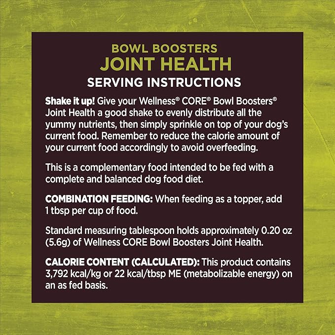 Wellness Bowl Boosters, Dog Food Topper for Small, Medium, & Large Breeds, Grain Free, Natural, Freeze Dried, Joint Health Chicken, 4 Ounce Bag (Pack of 1)