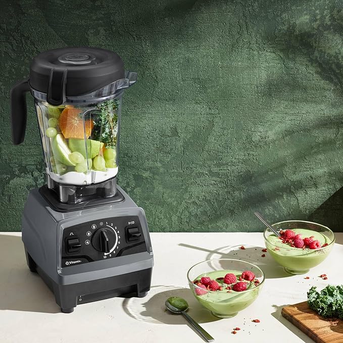 Vitamix Explorian with Programs, Three Blending Programs, Professional-Grade Blender for Smoothies and More, Self-Cleaning Kitchen Appliance, 64 Oz Container, Slate (Renewed Premium)