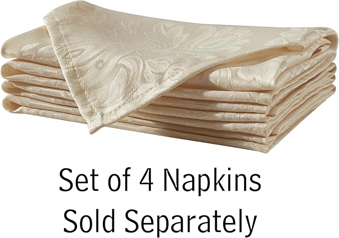 Newbridge Barcelona Luxury Damask Fabric Tablecloth, 108” Round, Golden Beige, 100% Polyester, No Iron, Soil Resistant Dining Room, Party and Banquet Table Cover