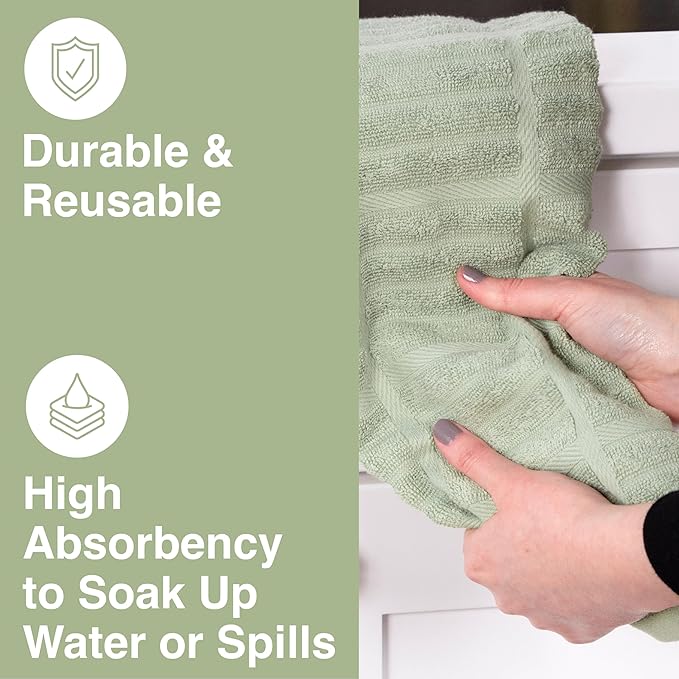 All-Clad Solid Kitchen Towels: Highly Absorbent, Super Soft Long Lasting - 100% Cotton, 17"x30" Tea Towels for Cleaning & Drying Dishes, Pans, Glassware, or Countertops, (2-Pack), Fennel