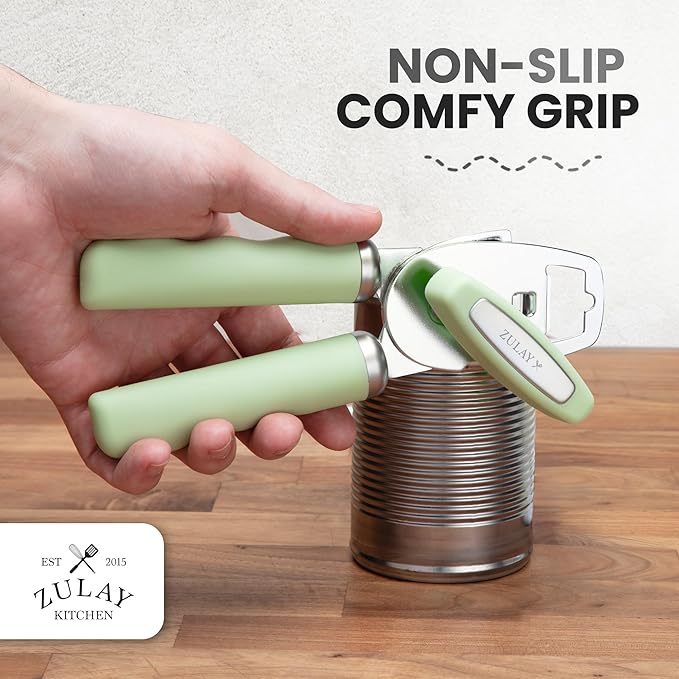 Zulay Kitchen Manual Can Opener with Bottle Opener with Turn Knob