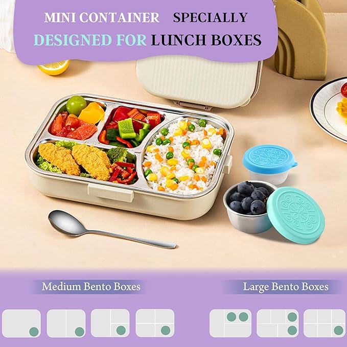6x1.6 Oz Salad Dressing Containers With Lids, Small Leakproof Reusable Stainless Steel Salad Dressing Container To Go For Lunch Boxes,Sauce containers, Picnics,Travel Meal Prep And Kitchen Storage.