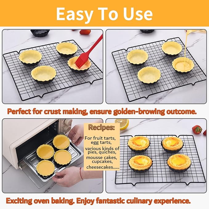 DATANYA 6 Pack 5 Inch Mini Tart Pans with Removable Bottom Round Nonstick Quiche Pan, Heavy Duty Fluted Side Pie Tart Molds for Tartlets, Mousse Cakes, Dessert Baking
