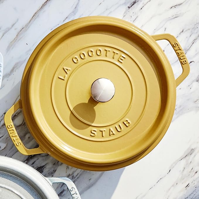 Staub Cast Iron 4-qt Round Dutch Oven - Citron