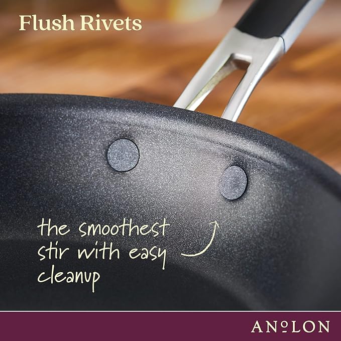 Anolon Smart Stack Hard Anodized Nonstick Frying Pan Set/ Skillet Set - 10 Inch and 12 Inch, Black