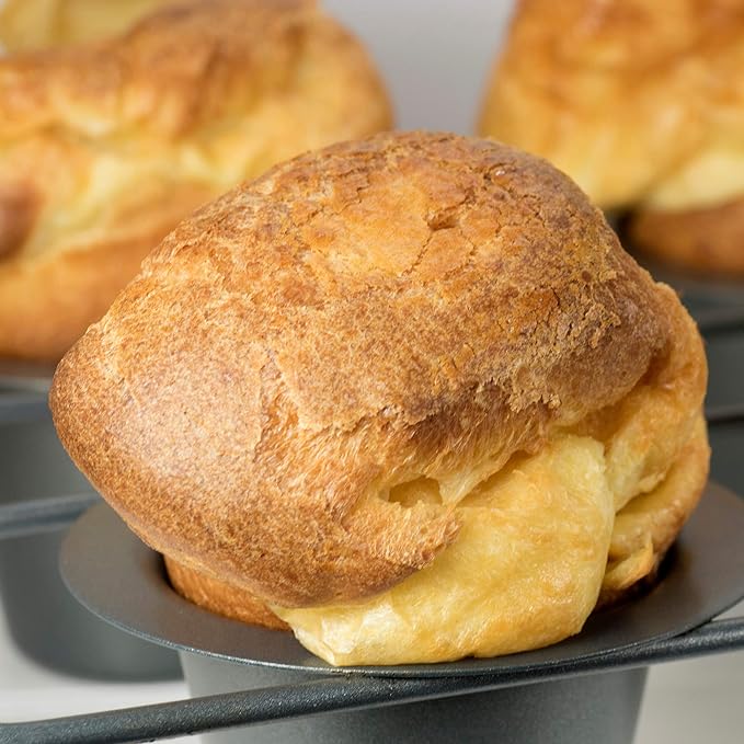 Fox Run Non-Stick Popover Pan, 6 Cup Yorkshire Pudding Pan, Grey