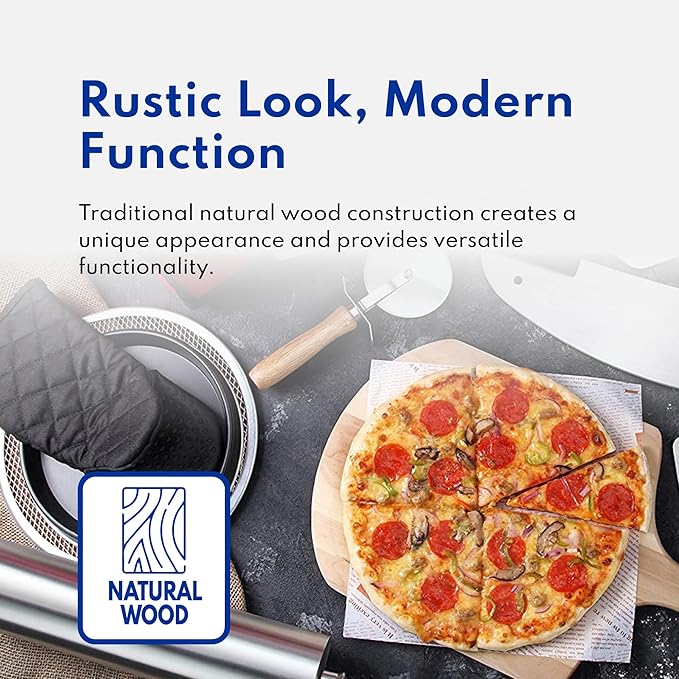 New Star Foodservice 50233 Restaurant-Grade Wooden Pizza Peel, 14" L x 12" W Plate, with 22" L Wooden Handle, 36" Overall Length