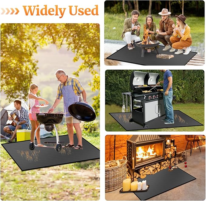42 X 24 inches Hearth Rugs for Fireplaces Fire Resistant / Gas Grill Splatter Mat Fireproof Waterproof Oil-Proof, Fireproof Mat Heat Resistant BBQ Floor Mat Protect Mat Floor Protective Rug Reusable