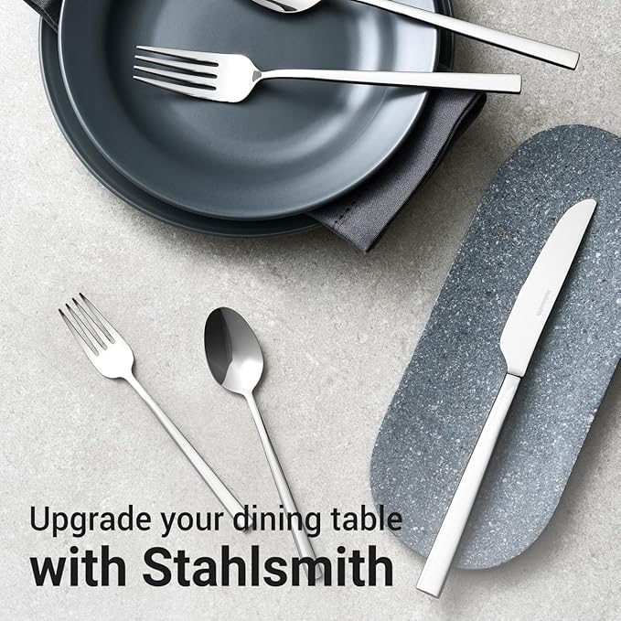 Essen Flatware Set for 8, 40-Piece Silverware Set, Premium 18/10 Stainless Steel Utensils with Mirror Finish, Modern Silverware for Daily Use, Hosting, or Housewarming Gifts