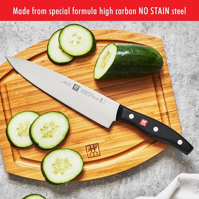 ZWILLING Twin Signature 11-Piece German Knife Set with Block, Razor-Sharp, Made in Company-Owned German Factory with Special Formula Steel perfected for almost 300 Years, Dishwasher Safe