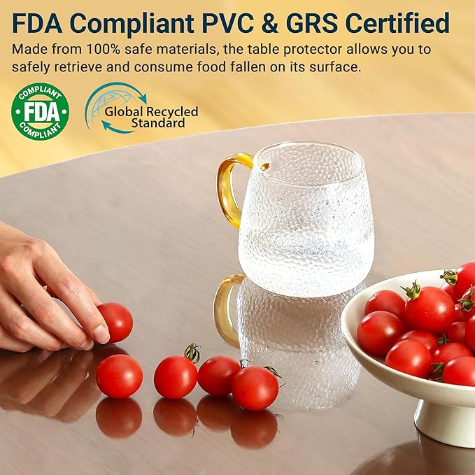 Clear Table Cover Protector Rectangle 40 x 60 Inch, 2.0mm Transparent Plastic Table Protector Waterproof, Anti-Scratch Clear Desk Mat for Office Desktop Dresser Dining Table, FDA Compliant