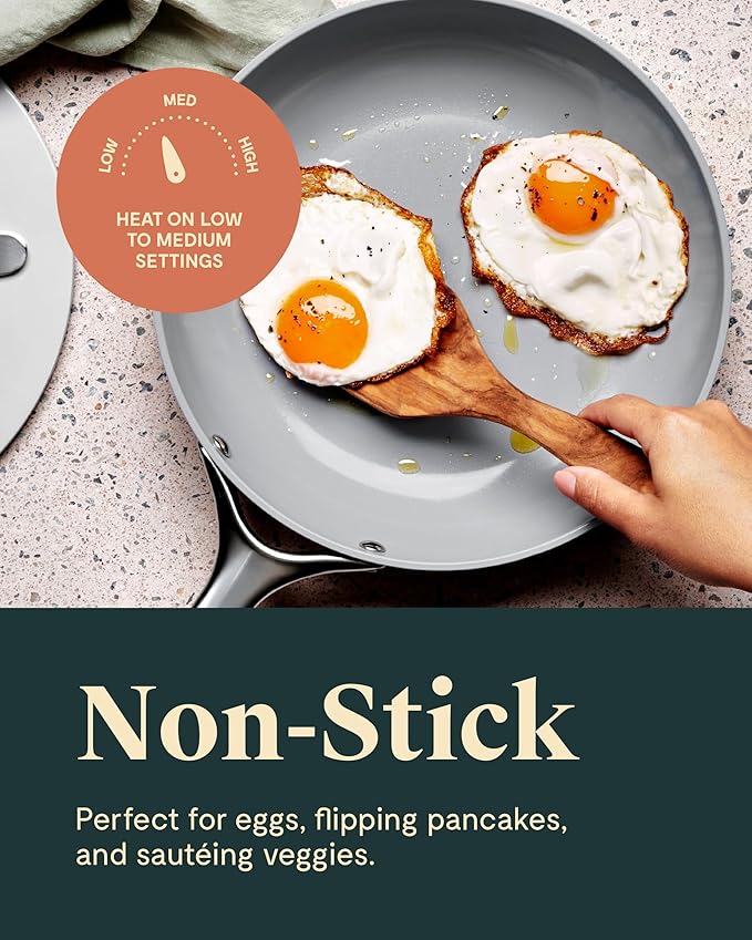 Caraway Fry Pan Duo - Nonstick Ceramic Frying Pan (8" & 10.5”) - Non Toxic, PTFE & PFOA Free - Oven Safe & Compatible with All Stovetops (Gas, Electric & Induction) - Perracotta