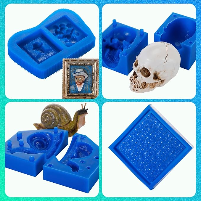 BBDINO Silicone Mold Making Kit 30A - Platinum Liquid Silicone for Molds Making 2 Gallons 1:1 by Volume- Ideal for Silicone, Resins, Soap, Concrete, Wax Molding Sapphire Blue
