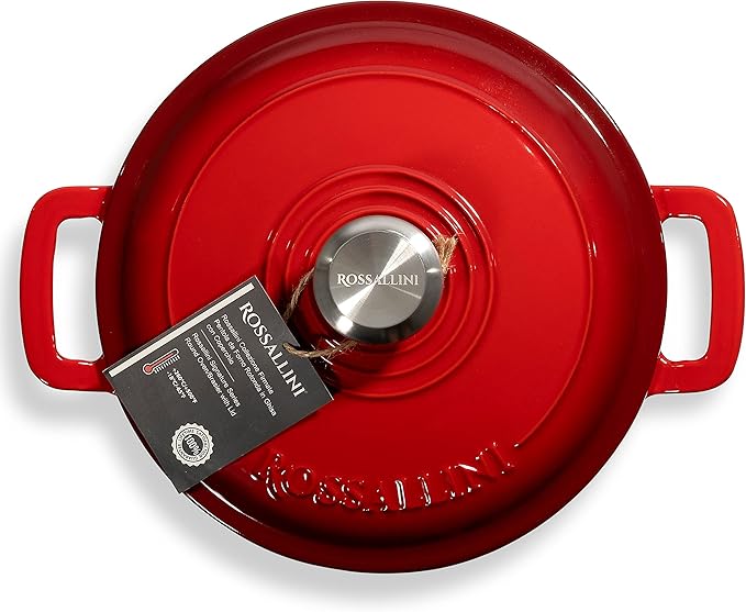 Signature Enameled Cast Iron Dutch Oven, Non-Stick Serving Pot with Tight Fitting Lid for Perfect Roasting, Baking, Sauteing, and Bread Making | 4.5Q (4.2L) - Red