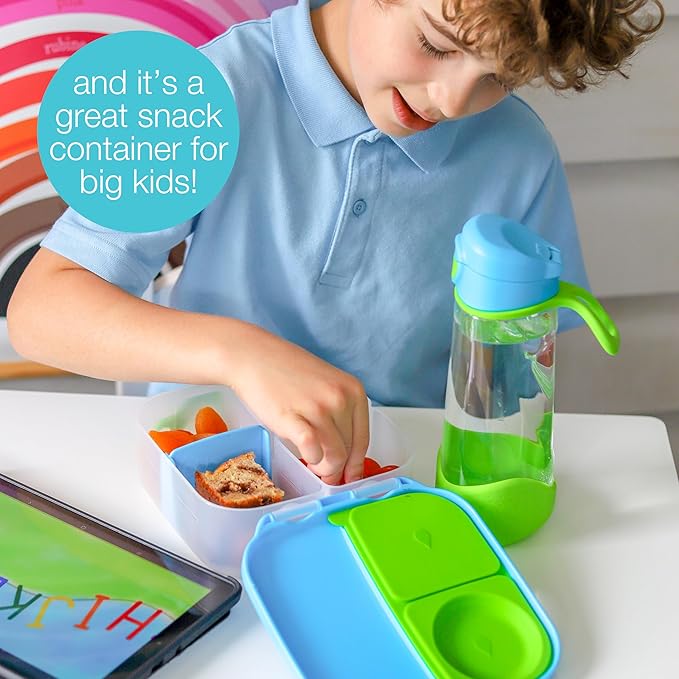 b.box Mini Lunch Box, Bento Box for Kids, Snack Container with 2 Leak Proof Compartments, Reusable Snack Containers with Lids, Kids Lunch Boxes Ages 3+, BPA Free, 4 1/4 Cup Capacity (Strawberry Shake)