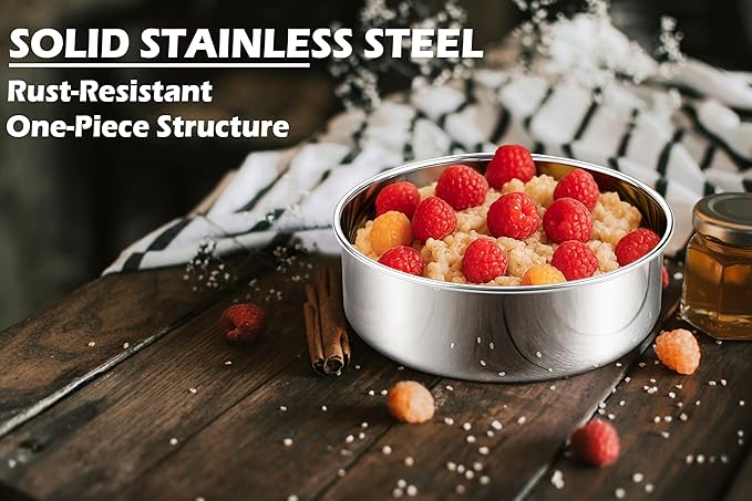 Leonyo 9Inch Round Cake Pans Set of 3, Stainless Steel Circle Layer Cake Pans Set for Baking, Metal Round Baking Tins for Wedding Party, Dishwasher Oven Safe