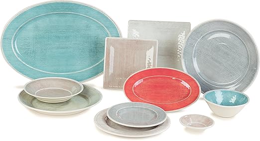 Carlisle FoodService Products Grove Reusable Plastic Plate Square Plate with Rim for Home and Restaurant, Melamine, 10.5 Inches, Buff, (Pack of 12)