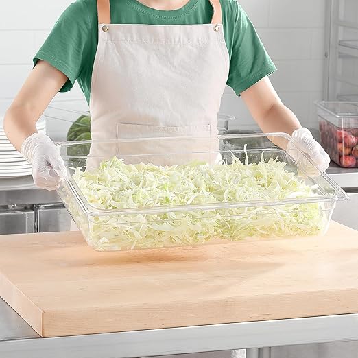 6-Pack 1/1 Size Food Pan 4 Inch Deep BPA Free Polycarbonate Food Storage Containers for Busy Kitchen Stackable Clear Hotel Pan for Buffet Party Supplies Dishwasher Safe