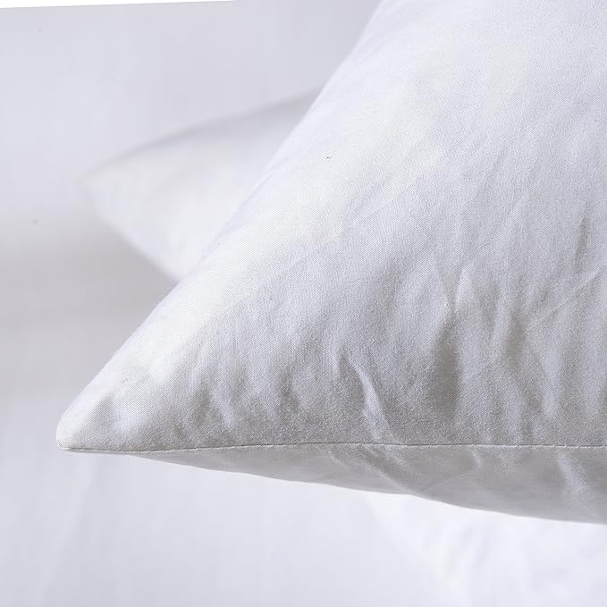 22x22 Decorative Throw Pillow Inserts-Down Feather Pillow Inserts-Square-Cotton Fabric-Set of 2-White.