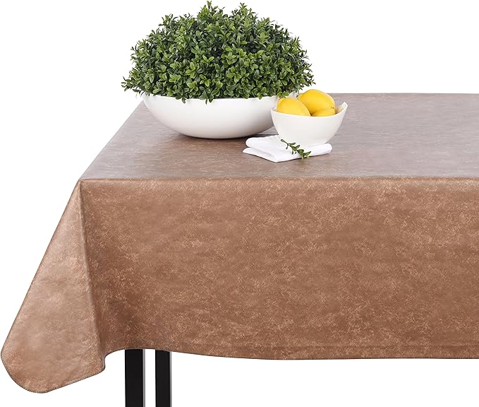 Yourtablecloth Heavy Duty Vinyl Rectangle or Square Tablecloth – 6 Gauge Heavy Duty Tablecloth – Flannel Backed – Wipeable Tablecloth with Vivid Colors & Many Sizes 52 x 108 Camel Print