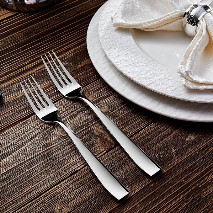 KEAWELL Premium 4-Piece Louis Salad Fork, 18/10 Stainless Steel, Set of 4, Fine Fork Set with Squared Edge, Dishwasher Safe (7.6 inches)