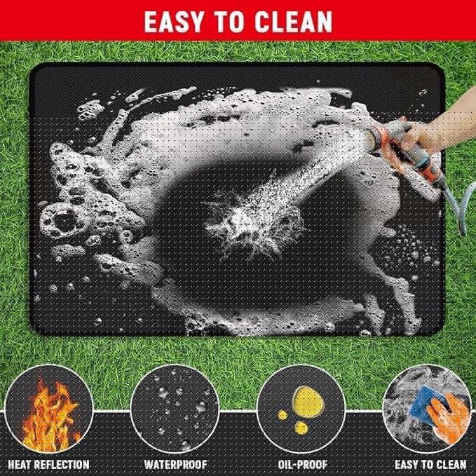 90 x 48 inch Under Grill Mats for Outdoor Grill, Double-Sided Fireproof, Oil and Waterproof Protective Mat for Grass and Deck, Outerdoor BBQ Fire Pit Fireplace Mat