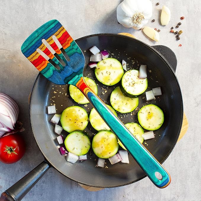 Totally Bamboo Baltique Montego Bay Collection 12-1/2" Wooden Slotted Spatula, Safe for Nonstick