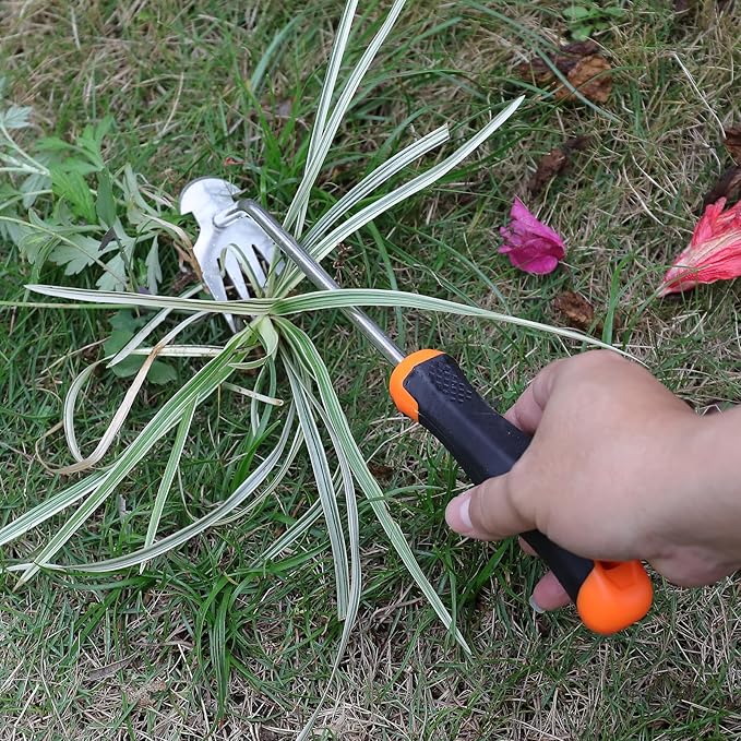 Weed Puller Tool, 2023 New Durable Garden Weed Pulling Tool, Portable Garden Weeder Tool for Vegetable Gardening Backyard Farm Planting & Weeding (Rubber Handle)