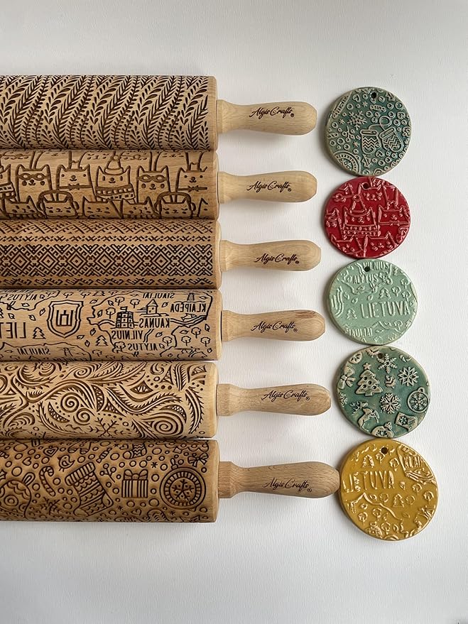 HANUKKAH Rolling pin Jewish holiday symbols laser engraved embossing dough roller for homemade cookies