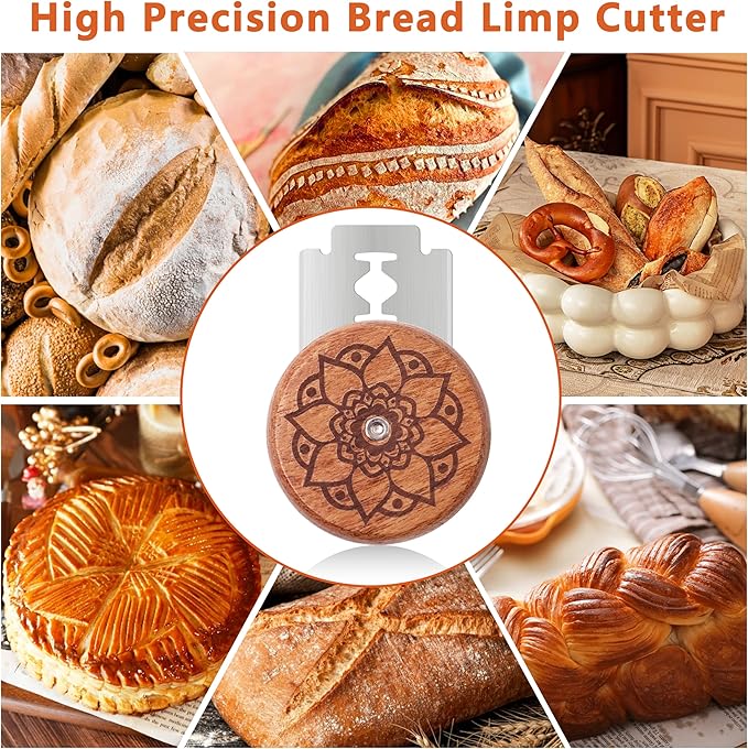UFO Bread Lame Cutter for Homemade Sourdough,Bread Scorer Tool for Sourdough with 5 Blades and Storage Cover,Slashing Tool Bread Cutting Knife for Artisan Bread and Baguette Makers,Lotus