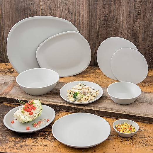 Carlisle FoodService Products Ridge Reusable Plastic Bowl for Home and Restaurant, Melamine, 22 Ounces, Cement, (Pack of 12)