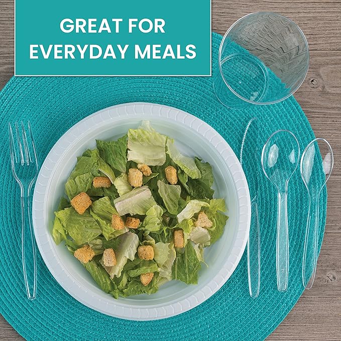 PLASTICPRO 6'' inch Round Plastic Plates Microwaveable, Disposable, White, Dinnerware 800 Count